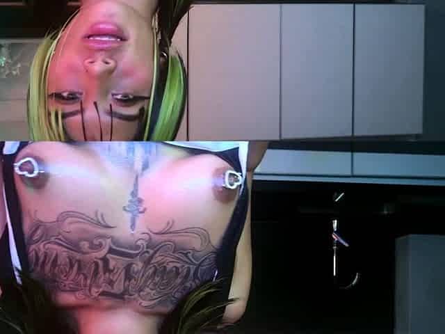 Very hot busty brunette solo masturbation on webcam