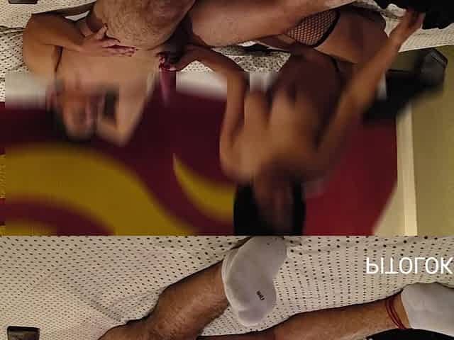 LARGE-BREASTED IN FISHNET NYLONS AND BELT IN AMATEUR MOVIE
