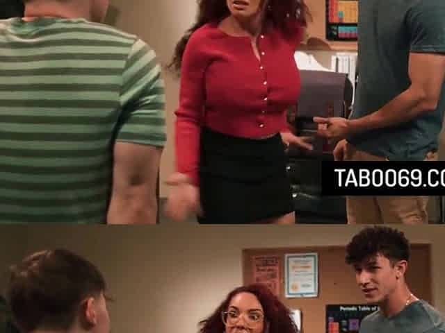 PAWG Redhead Teacher Double Permeated in The Classroom
