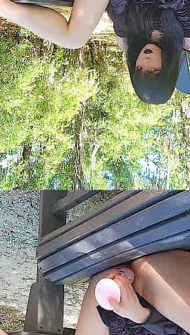 Slutty Tiny Emo Bangs GIANT Sex toy In Woods
