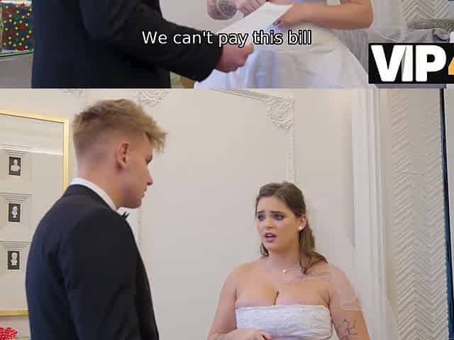 VIP4K. Bride spreads her legs in front of the wedding manager