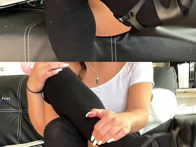 Sexy blonde enjoys foot fetish