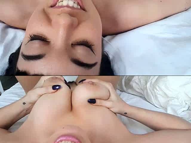 Big boob brunette masturbates on webcam