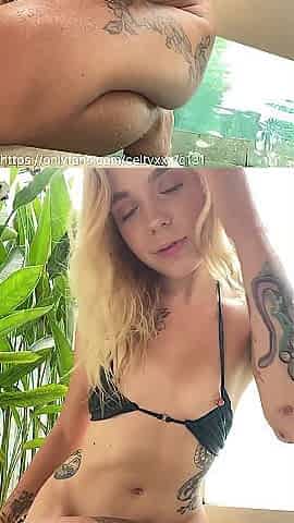 Lascivious sweetheart plays with her vagina in the pool in Bali&this babe truly craves your weenie
