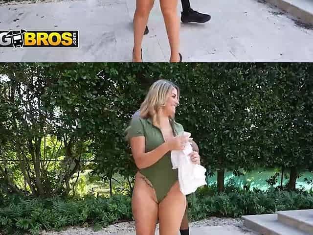BANGBROS - Abby Rose Flashes Her Huge Bazookas And Large Butt After Losing At Undress Horse Game