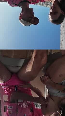 Risky Mutual Masturbation on Balcony