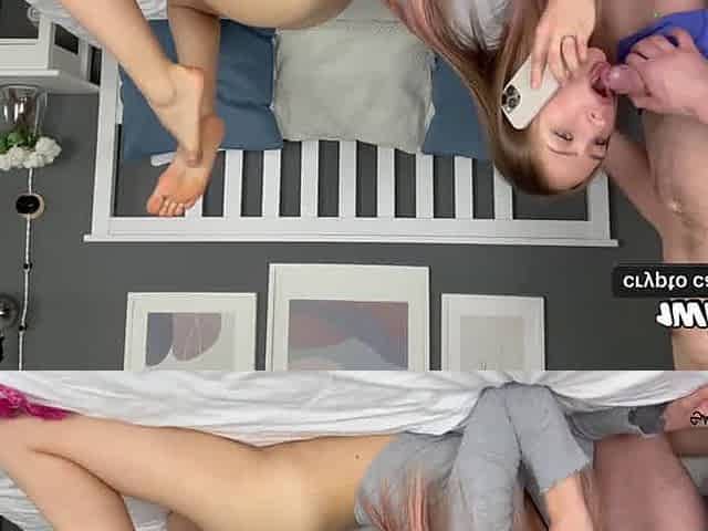 Amateur ash-blonde gets cuckold phone call, yields hot cumshot, flawless facial.