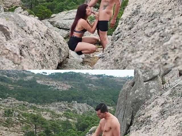 A Rich Guy With A Brunette Has Fun In Nature