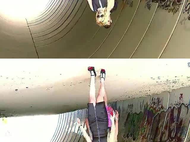 Large natural saggy Melons Cougar Step-Mamma tempt to Hard Risky Outdoor Screw by Overweight Schlong Male