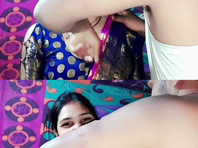 Beautiful Bride in Banarasi Saree Had a Lot of Fun in the Sex Room