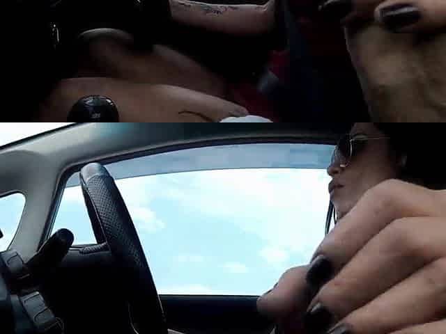 Married woman makes stranger in the car mock