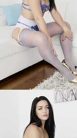 Big ass Czech babe Zuzu Sweet orgasm in stockings and suspenders