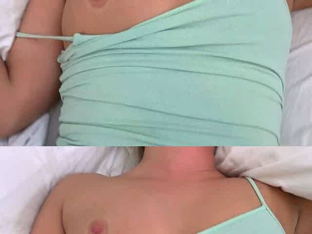 Busty blonde amateur takes creampie pov