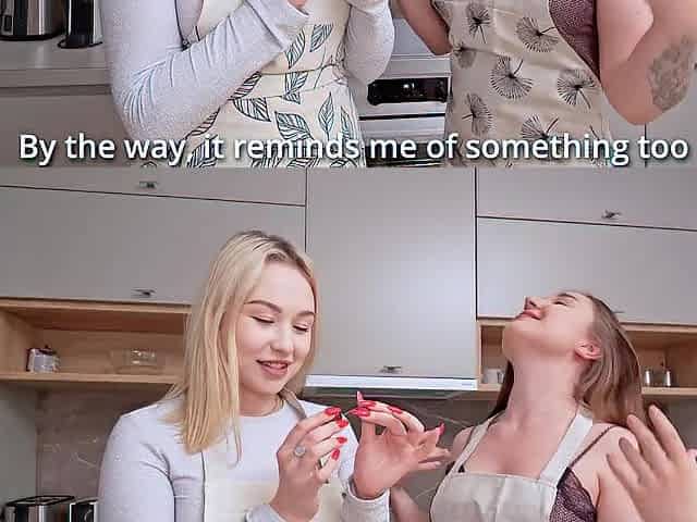 Cooking or Cocking? Anal hook with 2 breasty harlots right on the table!