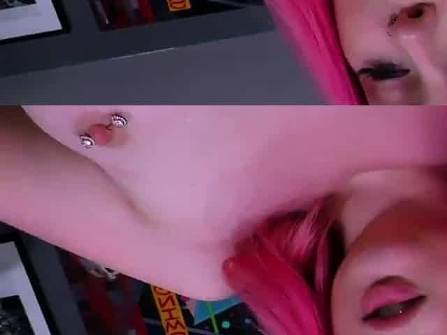 Pinkhair pov beauty jerking and sucking her boyfriend