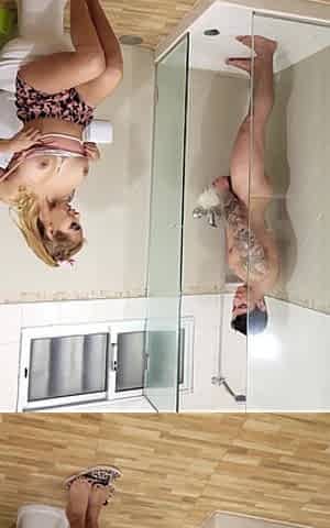 My Boyfriend Fucks My Dirty Stepsister in the Shower. I Caught Them and I Masturbate While I Watch Them