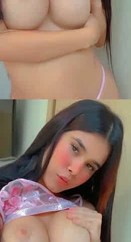 Amateur busty brunette masturbates and does hand job