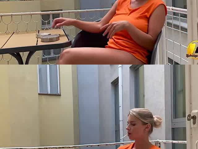 Hot Smoking Fetish And Fingering On Balcony
