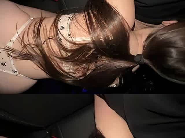 A gorgeous brunette hair with a large booty is having sex in a stranger's car.