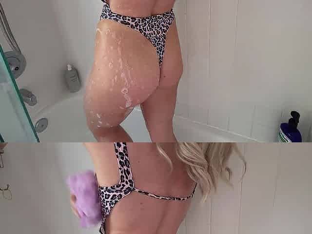 Hot Large Titties chick Exposed in the Shower! FLAWLESS LARGE BUTT!