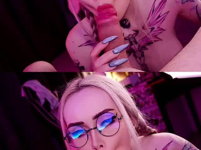 Busty tattooed blonde Nicole Malice fuck and blowjob in POV