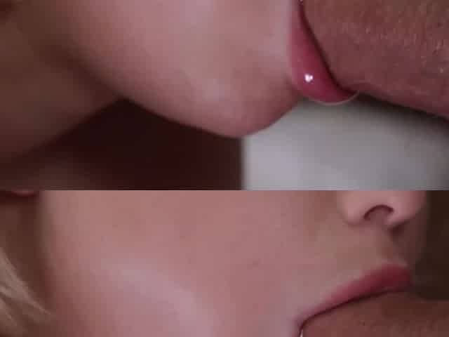Slim Teen Blonde Cutie Gets Her Shaved Cunt Fingered, Fucked & Creampied After Sucking Her BF's Dick