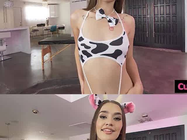 Cum Drain Milks Large Knob With Her Vagina