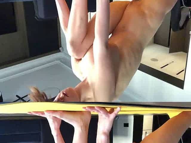 Naked Yoga masturbation with orgasm