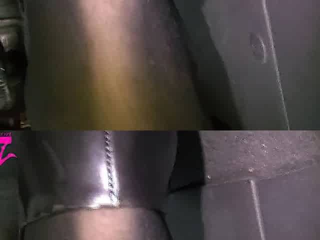 Revving and Driving in Ebony Hose and Grey High Heels