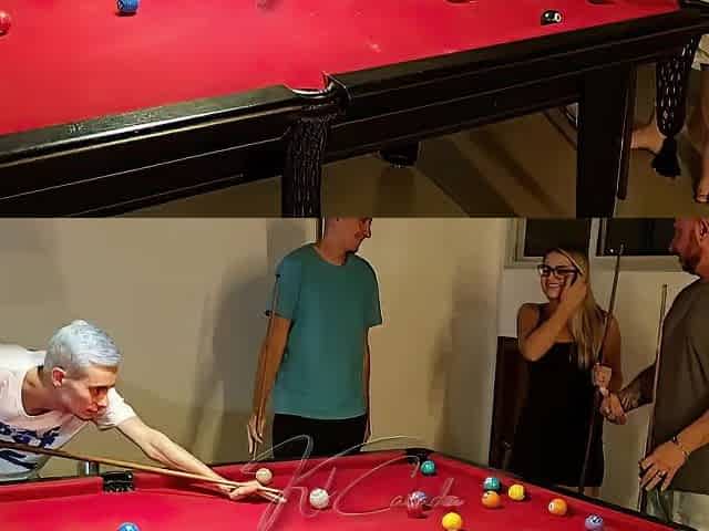 The angels wanted to learn how to play pool, and we taught 'em how to hold the cue stick.