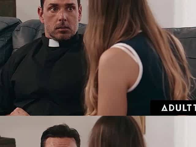 ADULT TIME - Shocked Conservative Melissa Stratton Catches Virgin Priest Jerking To Porn Magazine