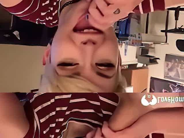 Short haired blonde feasts on my clean shaved dick
