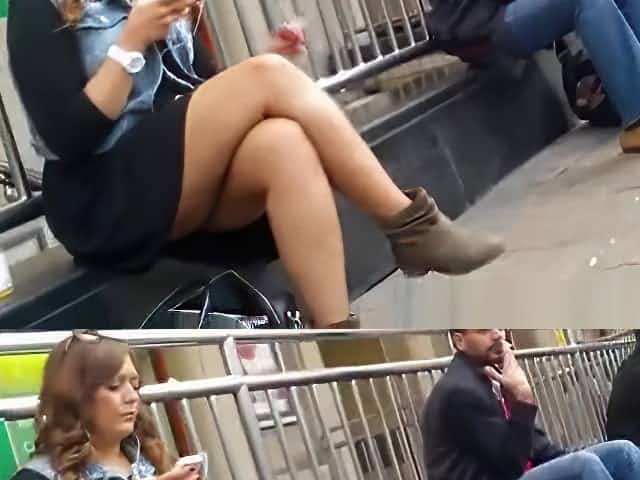 Curly hair chubby girl upskirt