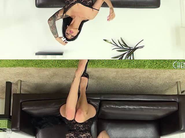 Curvy Tera Patrick is sexy in her black lace lingerie