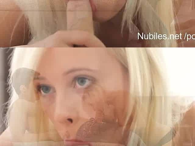 Amateur tongue trickling with semen