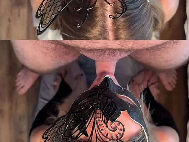 On My Knees Swallowing A Massive Load