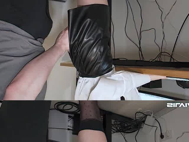 BENT OVER IN THE OFFICE - Coarse Doggy position During Customer Call - Silvia Wise