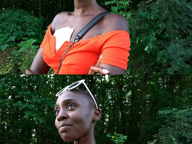 Public Agent Ebony model Zaawaadi taken into the woods