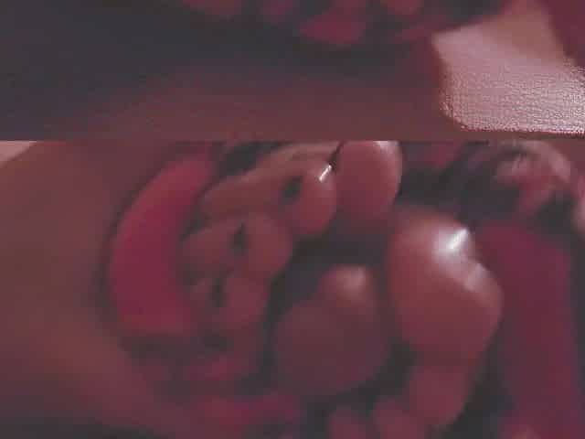 flawless footjob toejob with her ideal cute toes ebony nail polish and cums hard