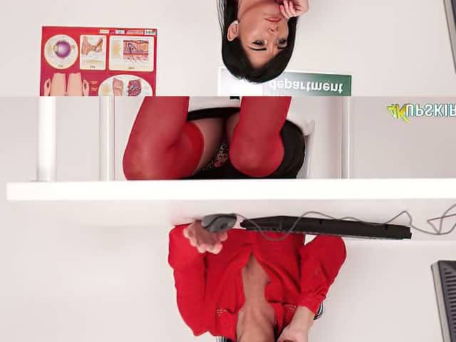 Kinky upskirt solo during lunch time of lusty office slut Shelly