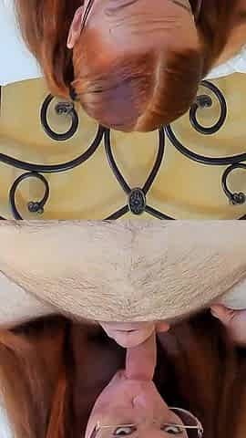 Redhead Pigtail Pulling POV Blowjob and Cum Swallow