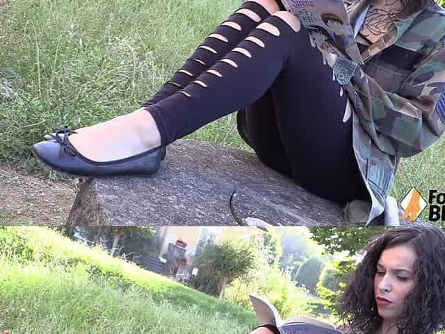 Sexy Babe Dollyc Showing off Her Feet on a Stone Well