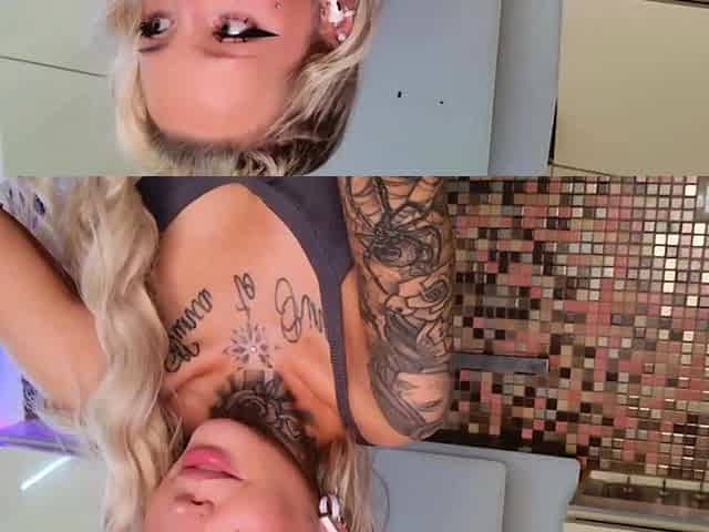 Blonde babe shows her big boobs in public