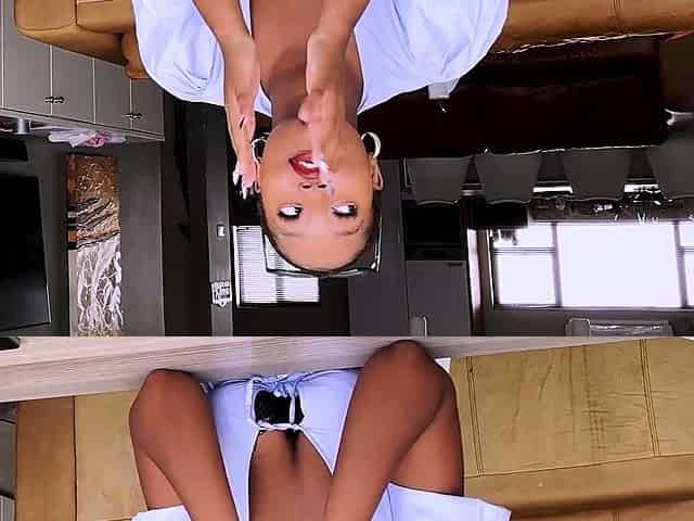 BBW Ebony amateur casting turns into a deepthroat blowjob