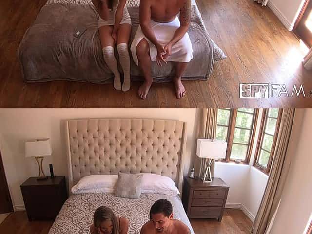 Young cute stepsister rides a dick in thigh high white socks