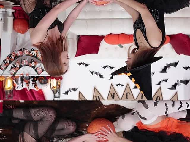 The naughty girls made a wish to have a threesome for Halloween