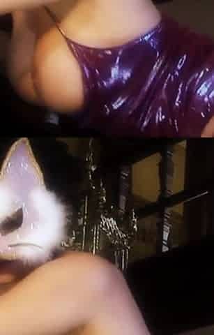 Jodie James cat plays with her favourite cock