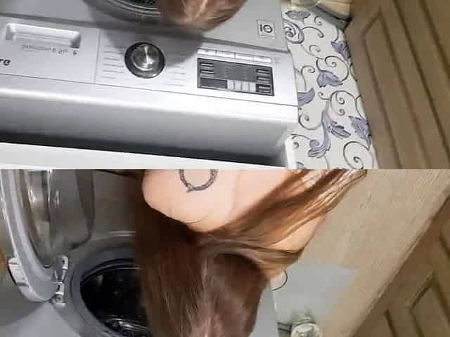 Big Cock Fucks Curvy Maid Stuck in Washer