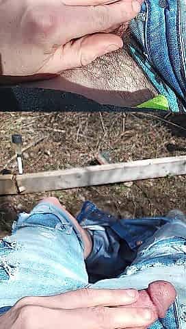 Jerk and cum in wood's, Part three, The Finallie!!!.