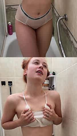 Wetting Lingerie with Oil Before Ride Your Cock!